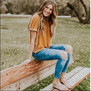 Free People busted knee skinny jeans blue 25